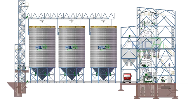 10-ton feed production line - 3 silos