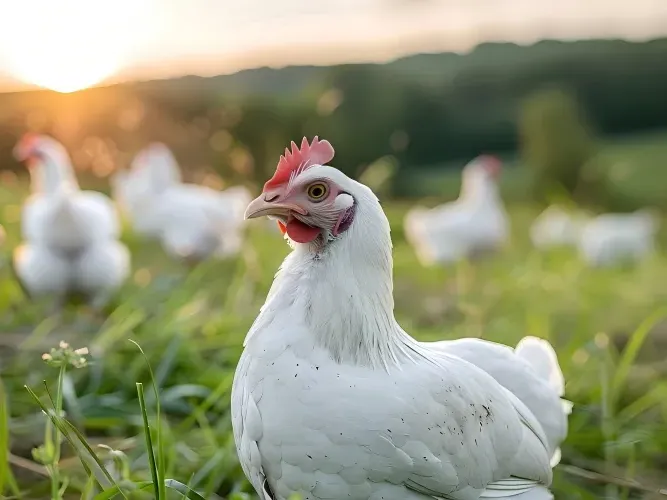 white-feathered chicken--broiler chicken