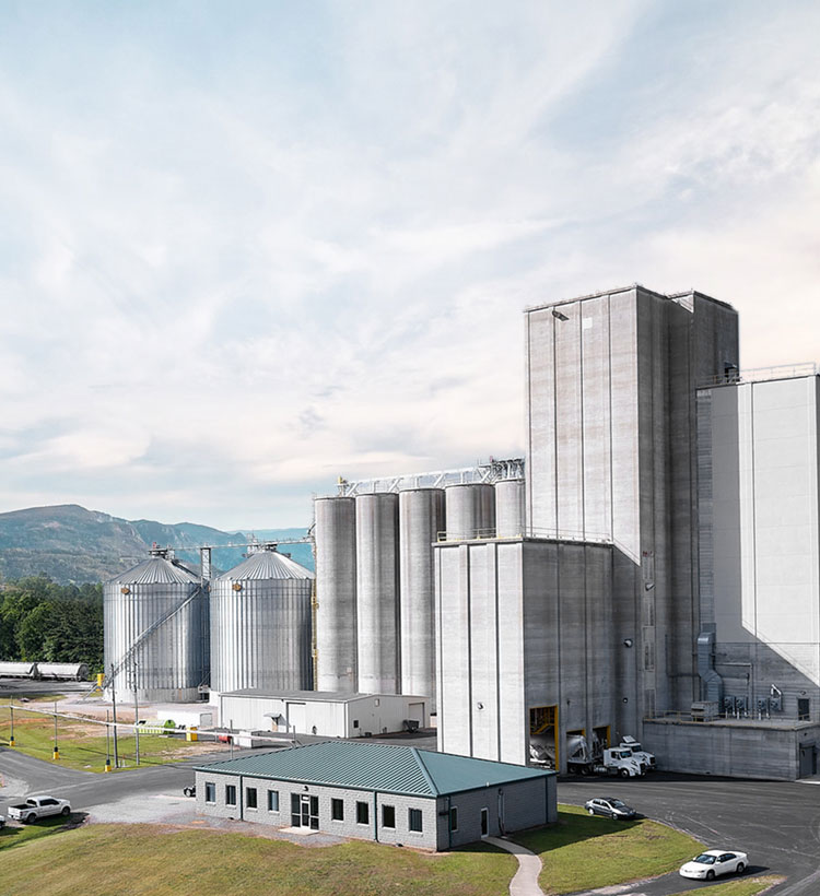 Large grain storage & feed processing facility