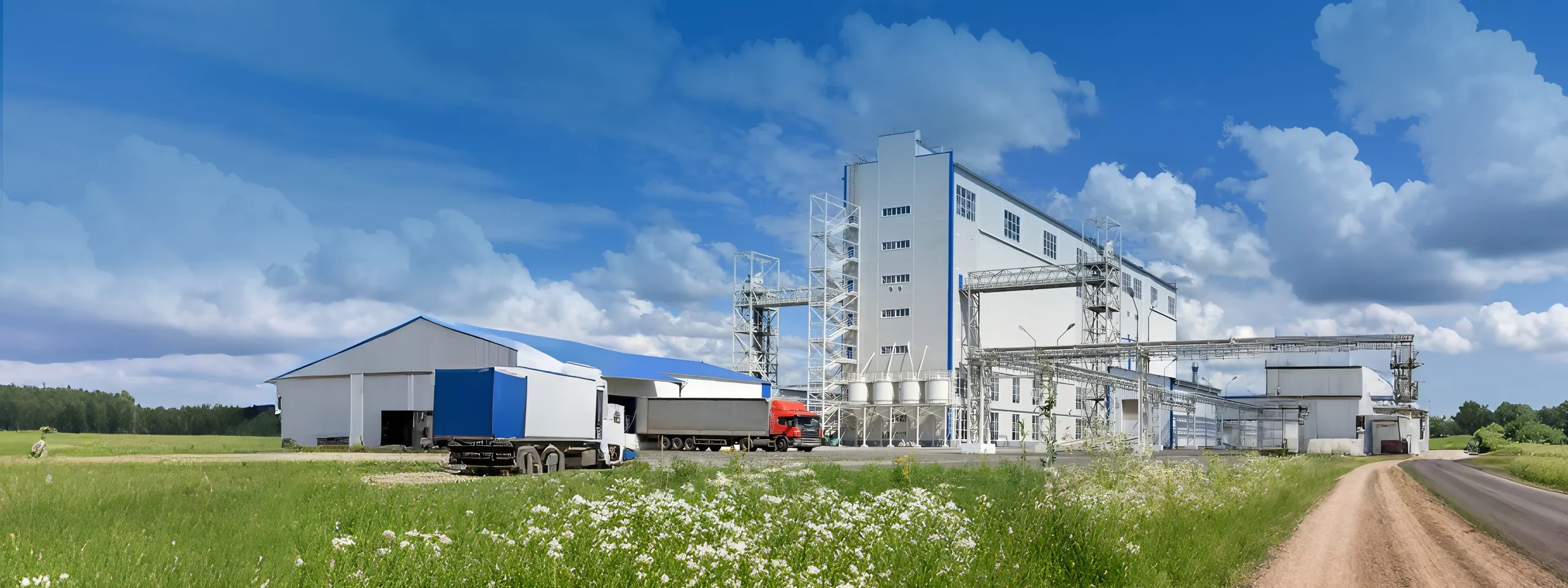 Large industrial cat litter processing facility