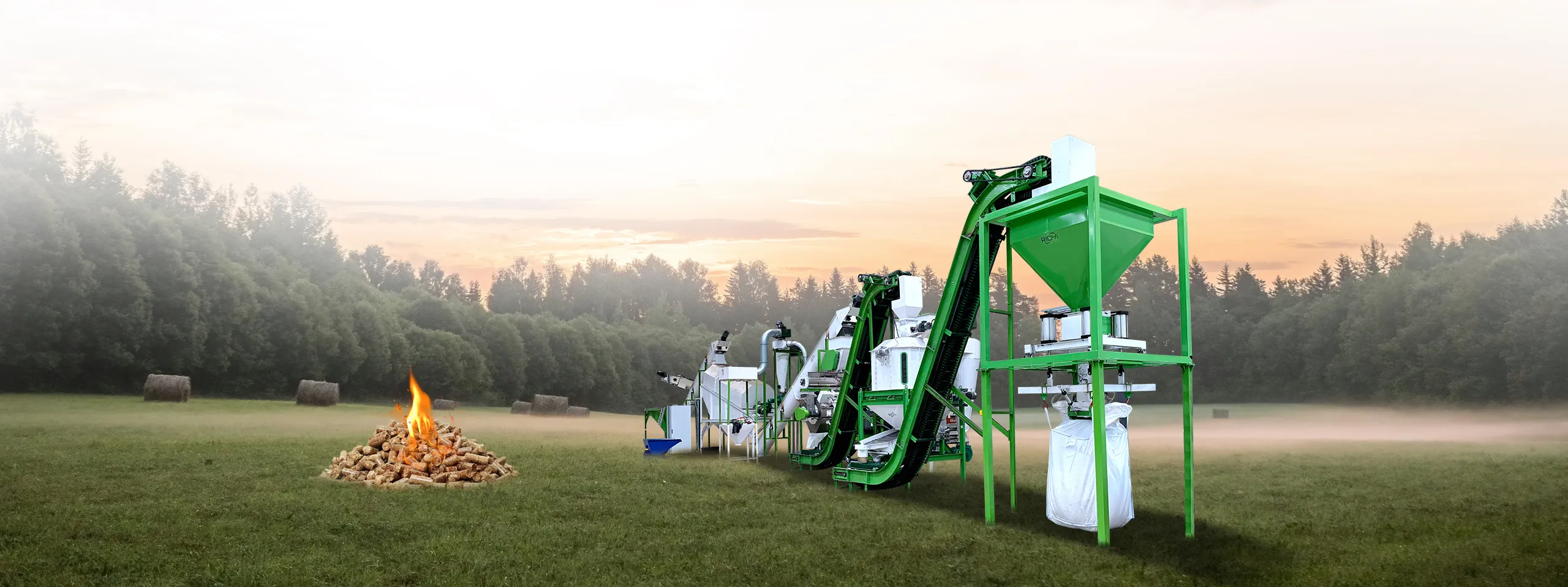 RICH biomass pellet production line (green-white)