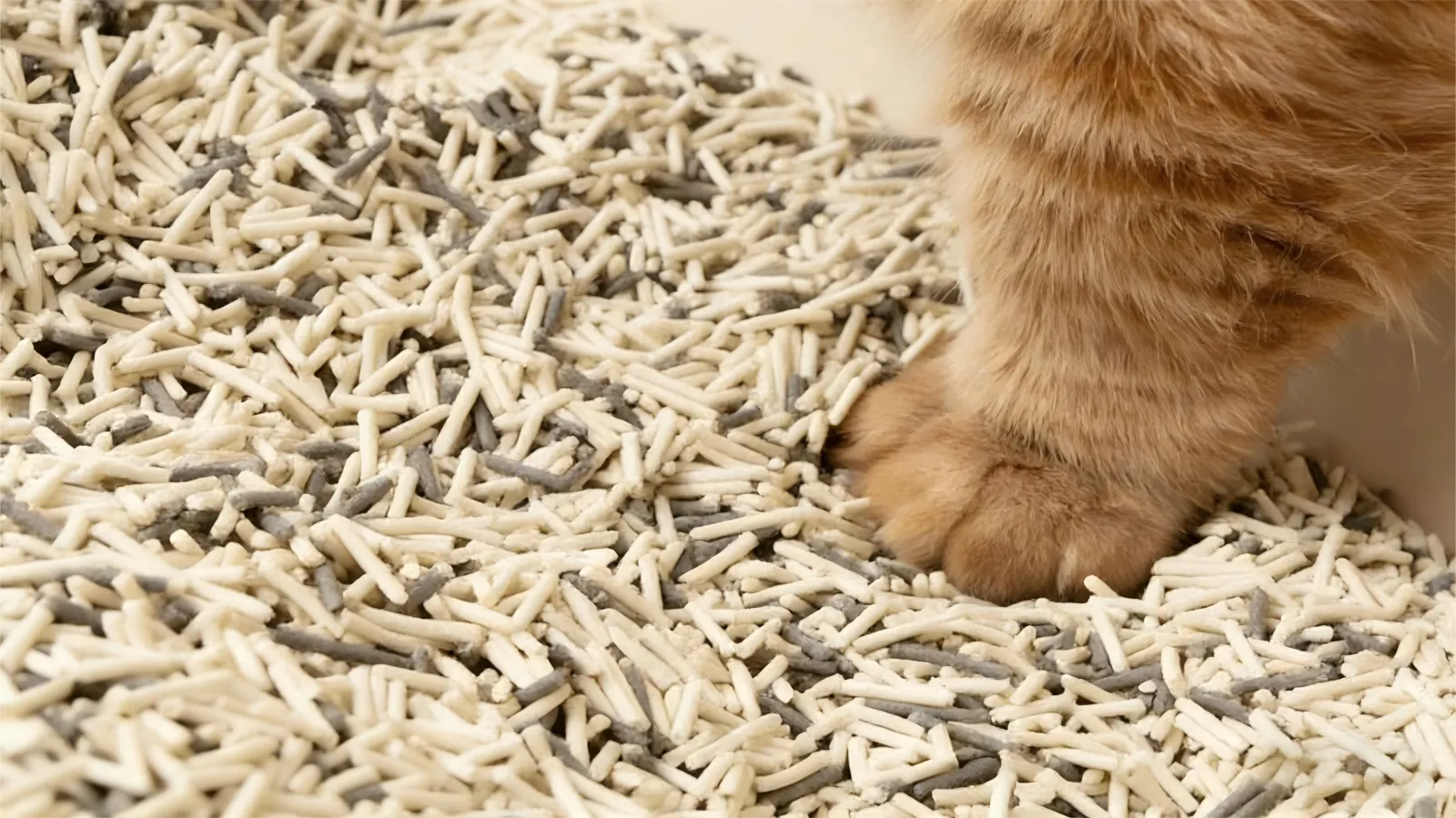cat on mineral litter