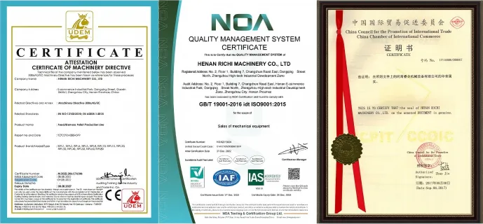 CE and ISO certifications