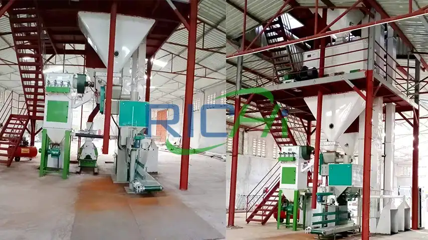 auto pouch packing machine in Tanzania 3-5 tph mesh and feed production line
