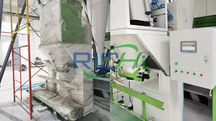 weighing packing machine in Peru 5-6 tph animal feed production line