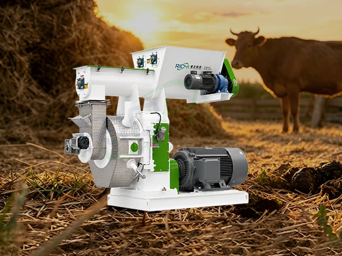 Macchina per la produzione di pellet di sterco di mucca